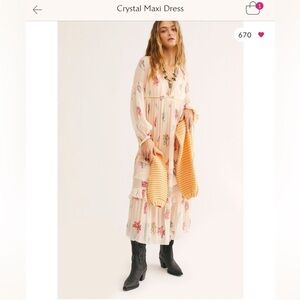 Free People Crystal Cream Maxi Dress ISO***
